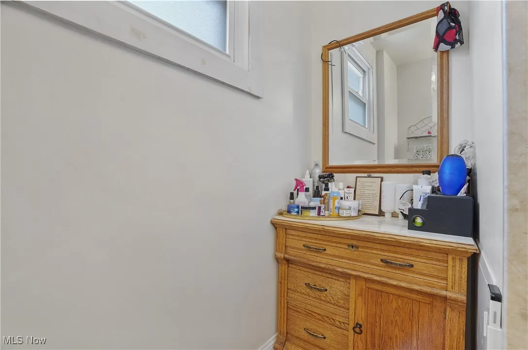 Newly added vanity added to bathroom.