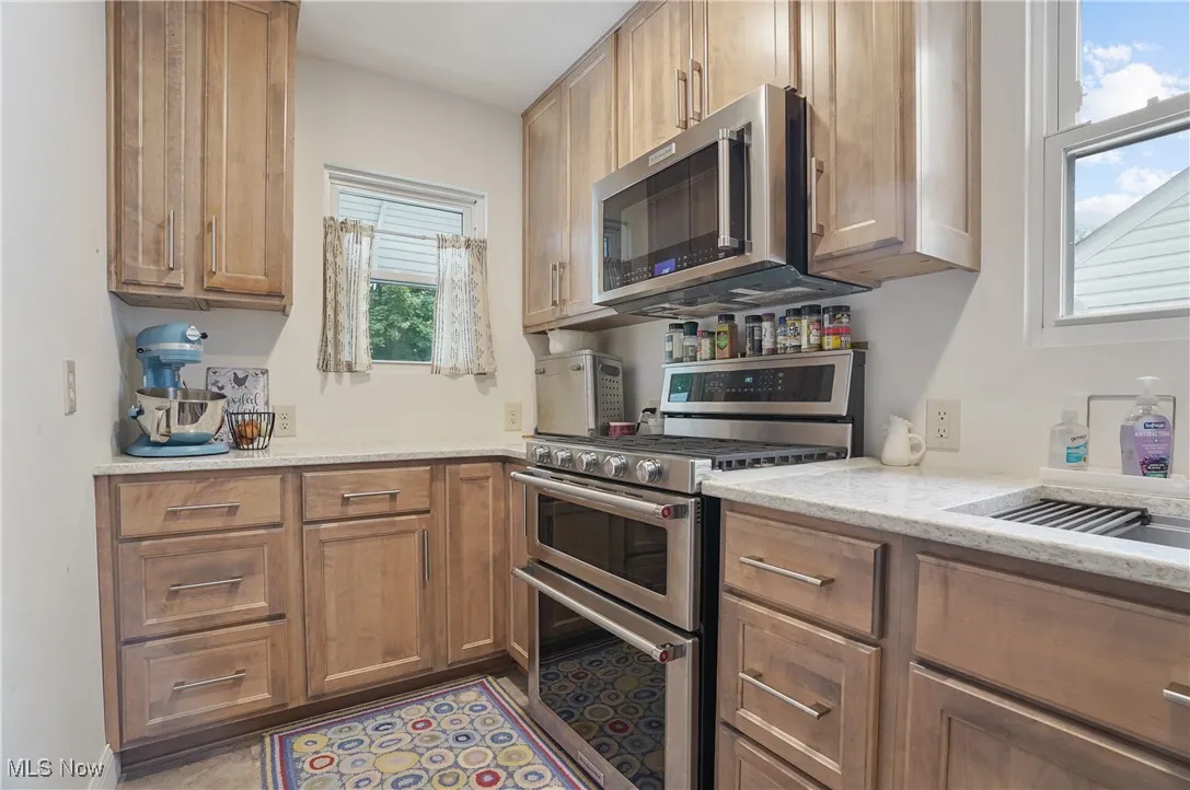Newer high end stainless steel appliances.