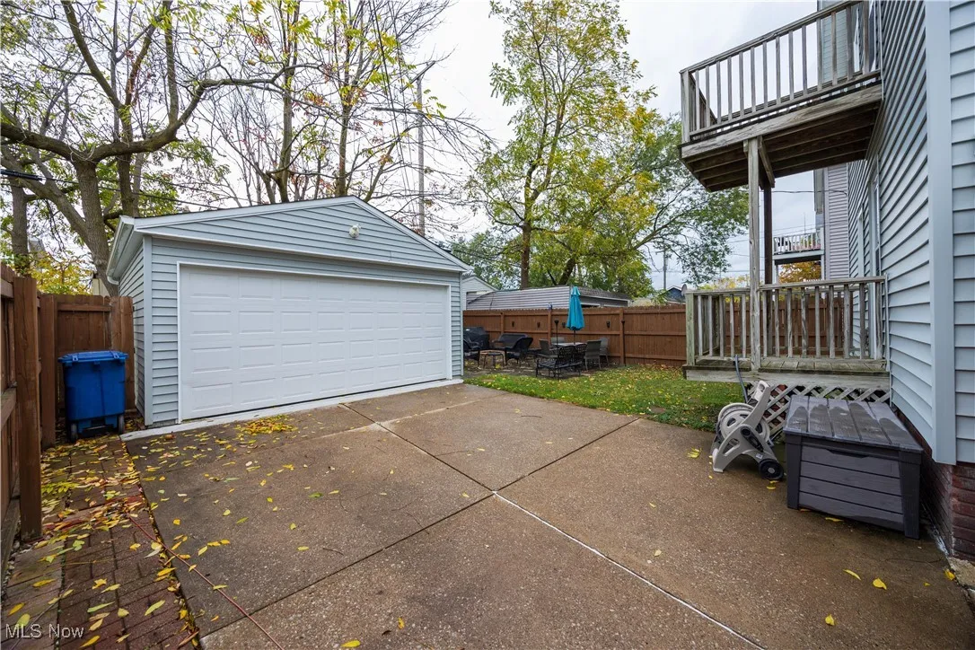 View of detached garage