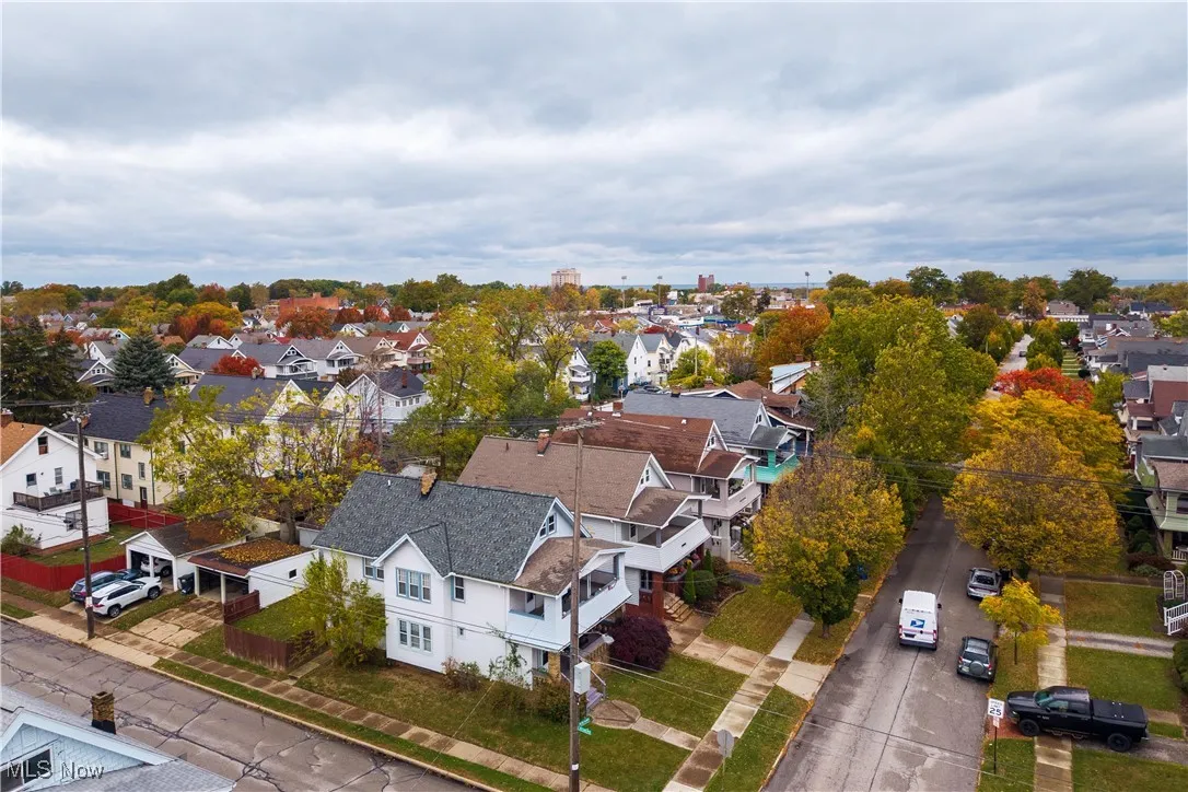 Aerial perspective of suburban area