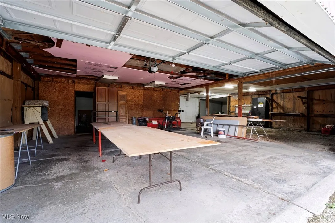 Garage with wooden walls