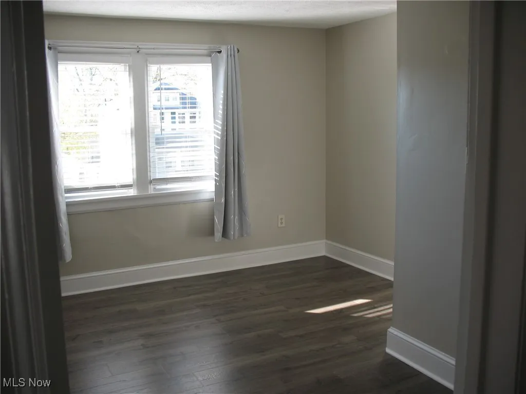 Spare room with dark wood-style floors