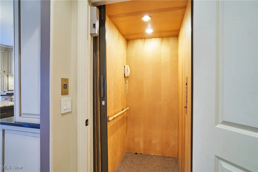 Elevator with recessed lighting