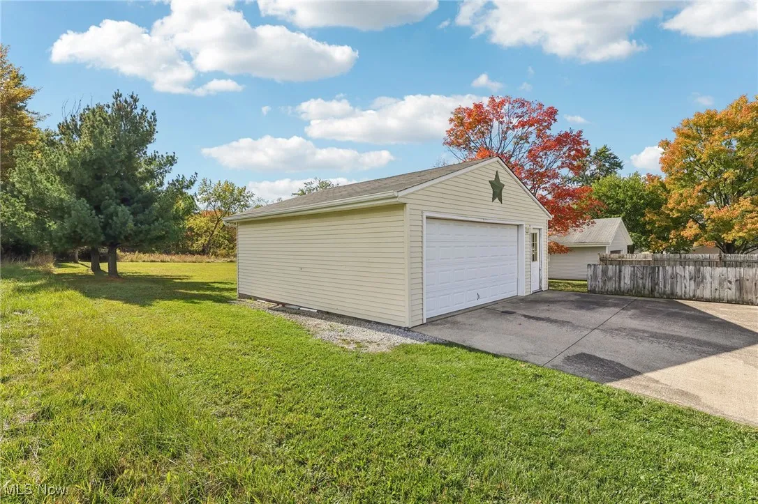 View of detached garage