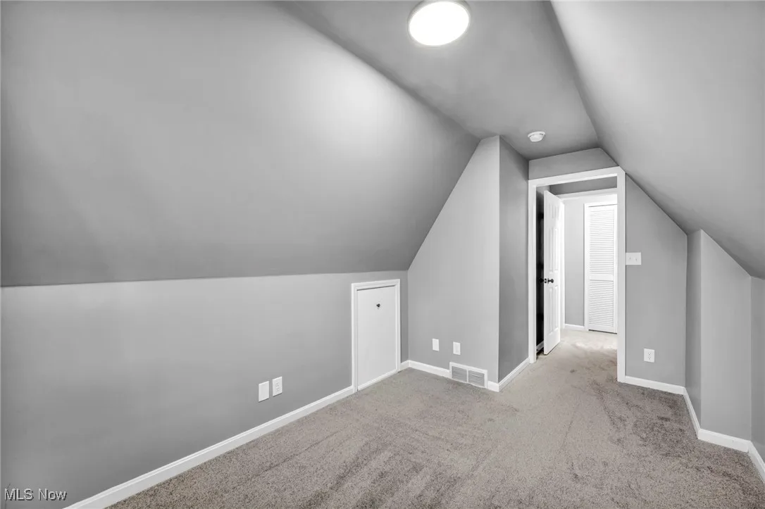 Bonus room featuring carpet and lofted ceiling