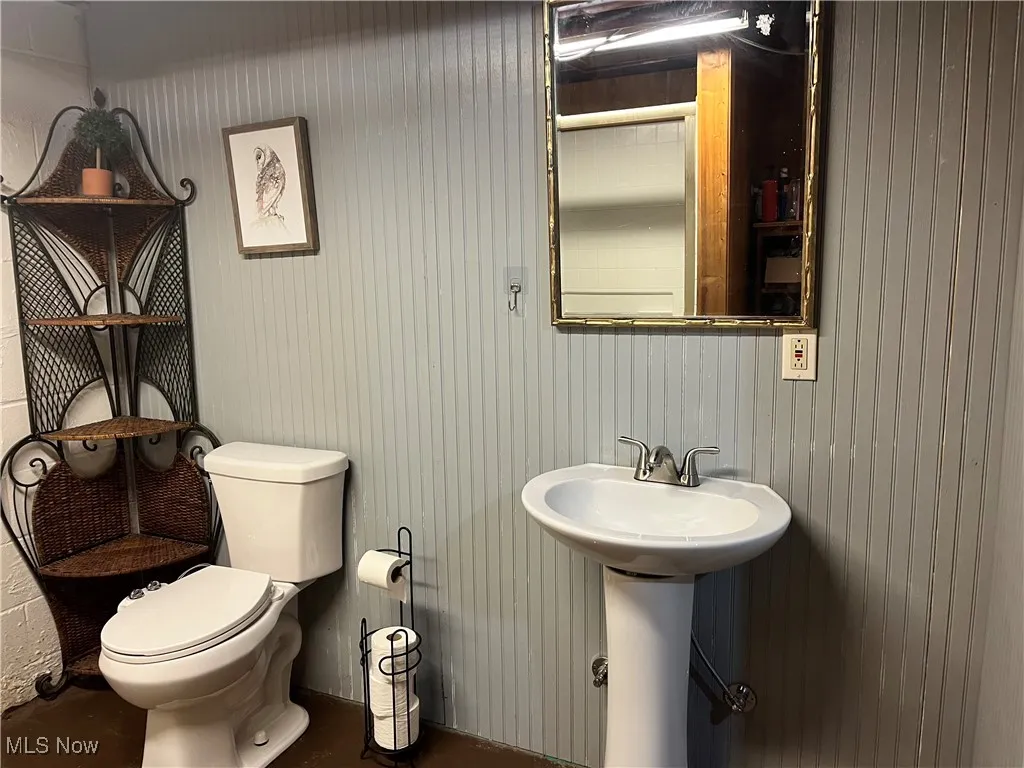 Bathroom with wooden walls