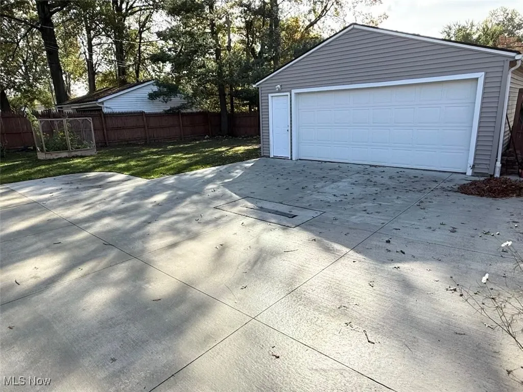 View of detached garage