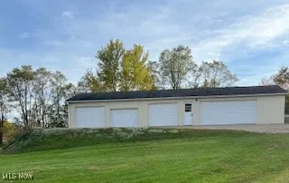 View of detached garage