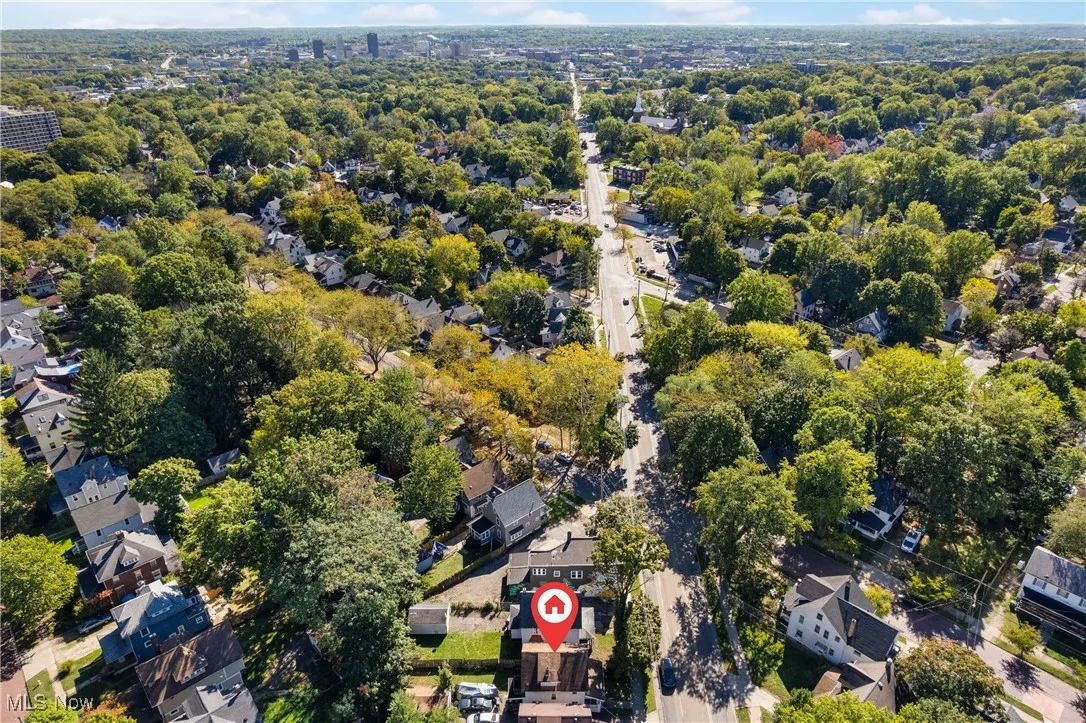 Aerial perspective of suburban area