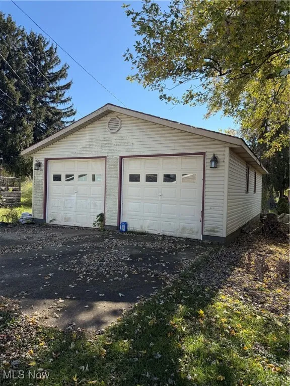 View of detached garage