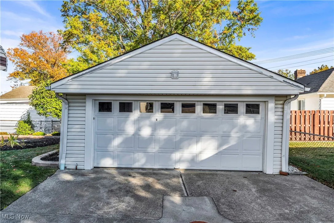 View of detached garage