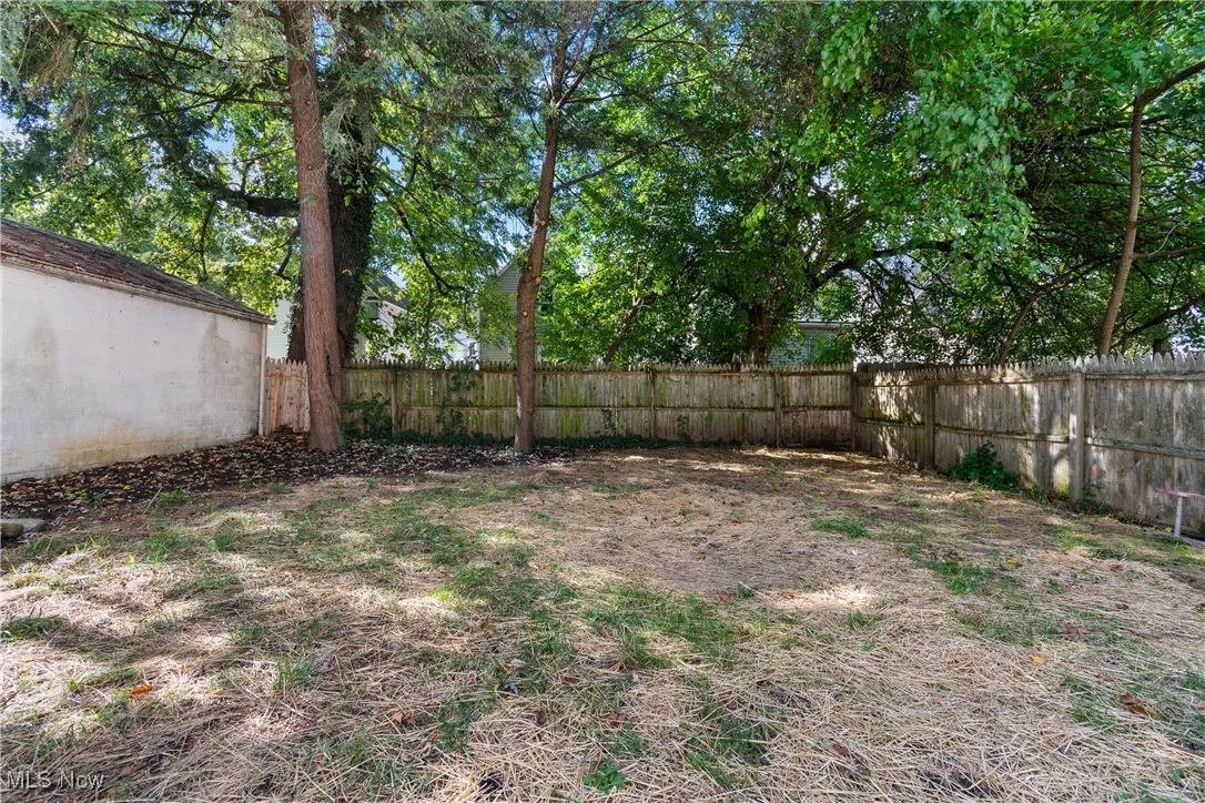 View of fenced backyard
