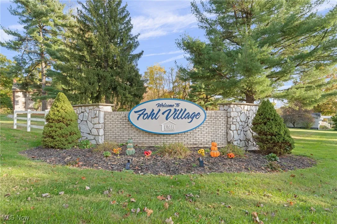 Community sign with a yard