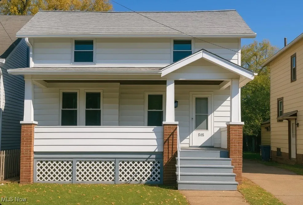 View of front of home featuring covered porch