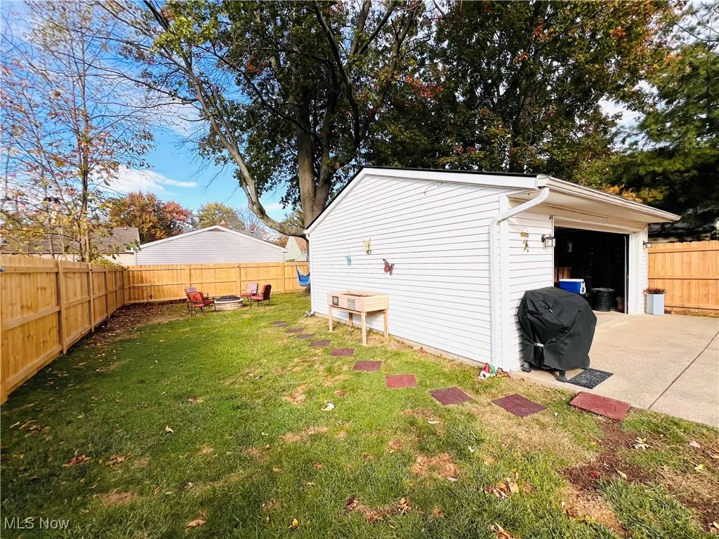 View of detached garage