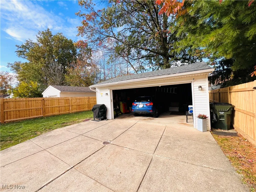View of detached garage