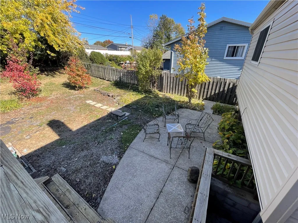 Fenced backyard with a patio
