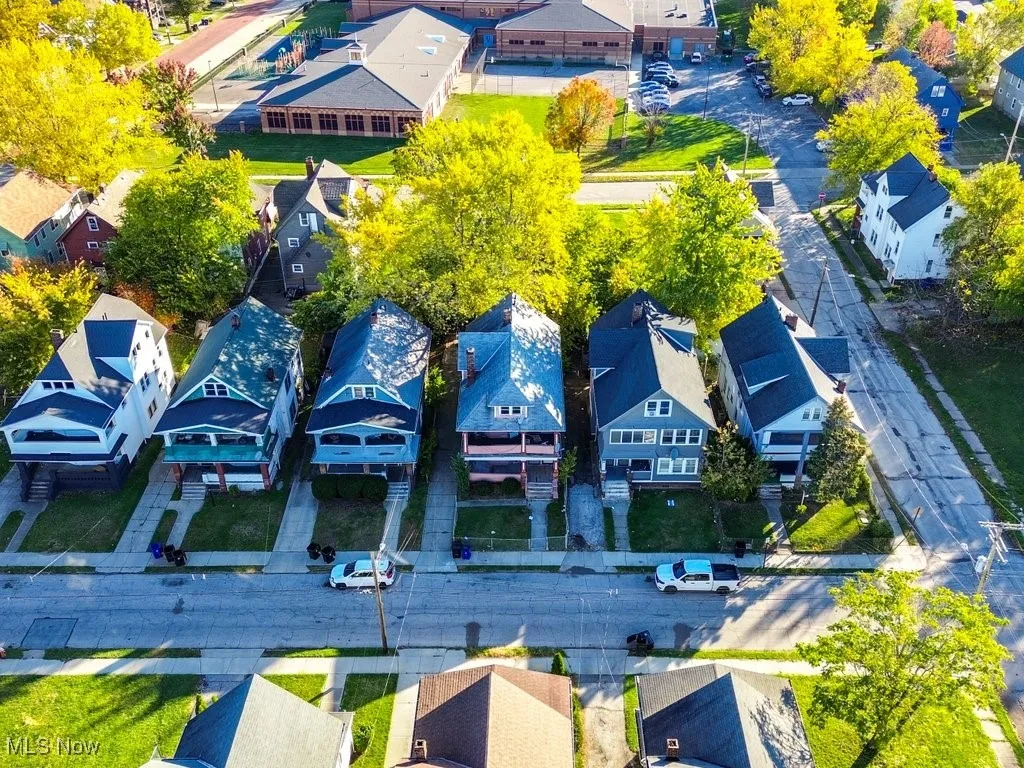 Aerial perspective of suburban area