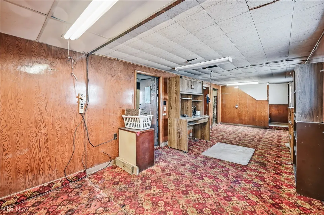 Finished area can be used for rec room, play room, office.  Previously used for owners music studio and office