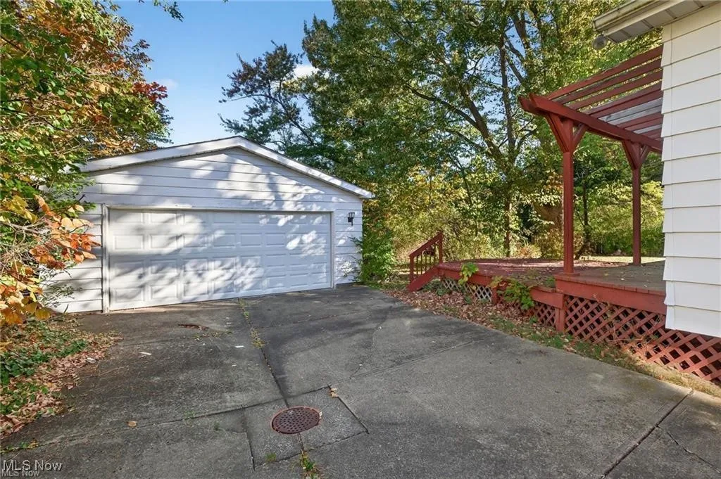 View of detached garage