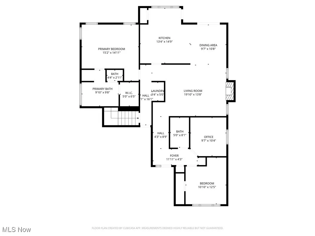 Main level floor plan with dimensions