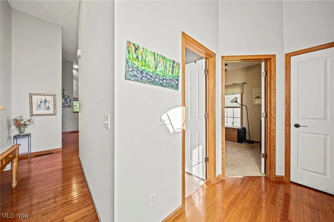 Foyer with high ceilings and beautiful wood floors