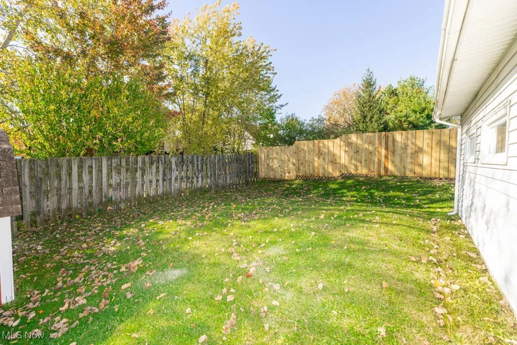 View of fenced backyard