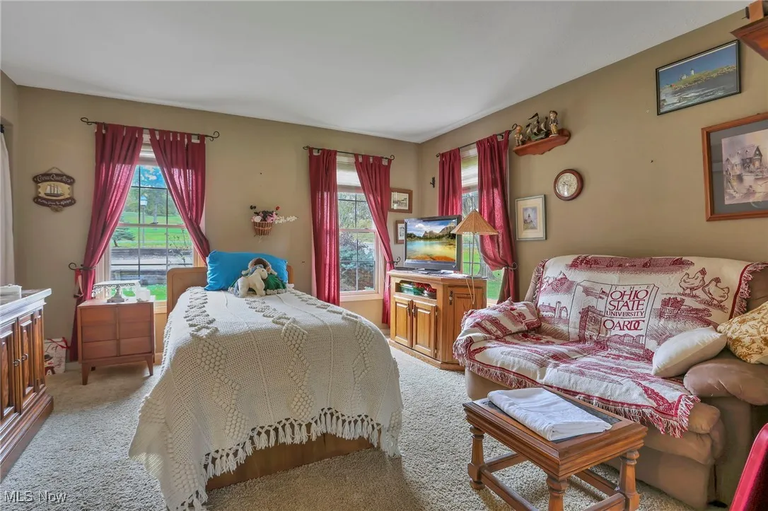 Bedroom with carpet flooring