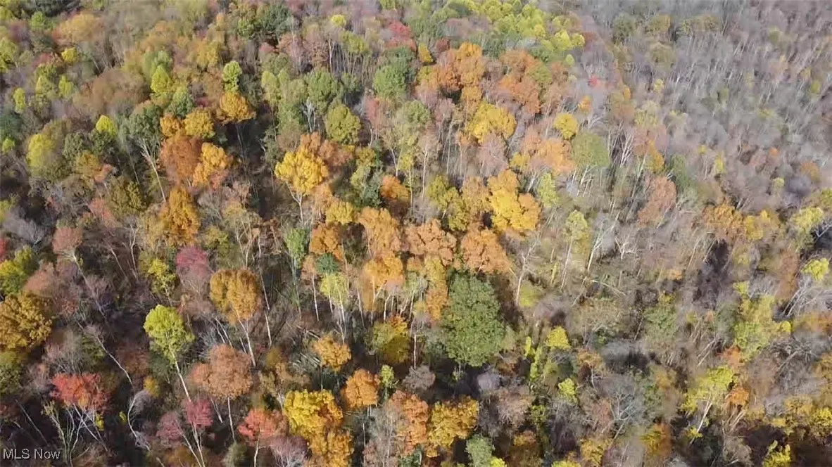 Aerial view of property location featuring a heavily wooded area