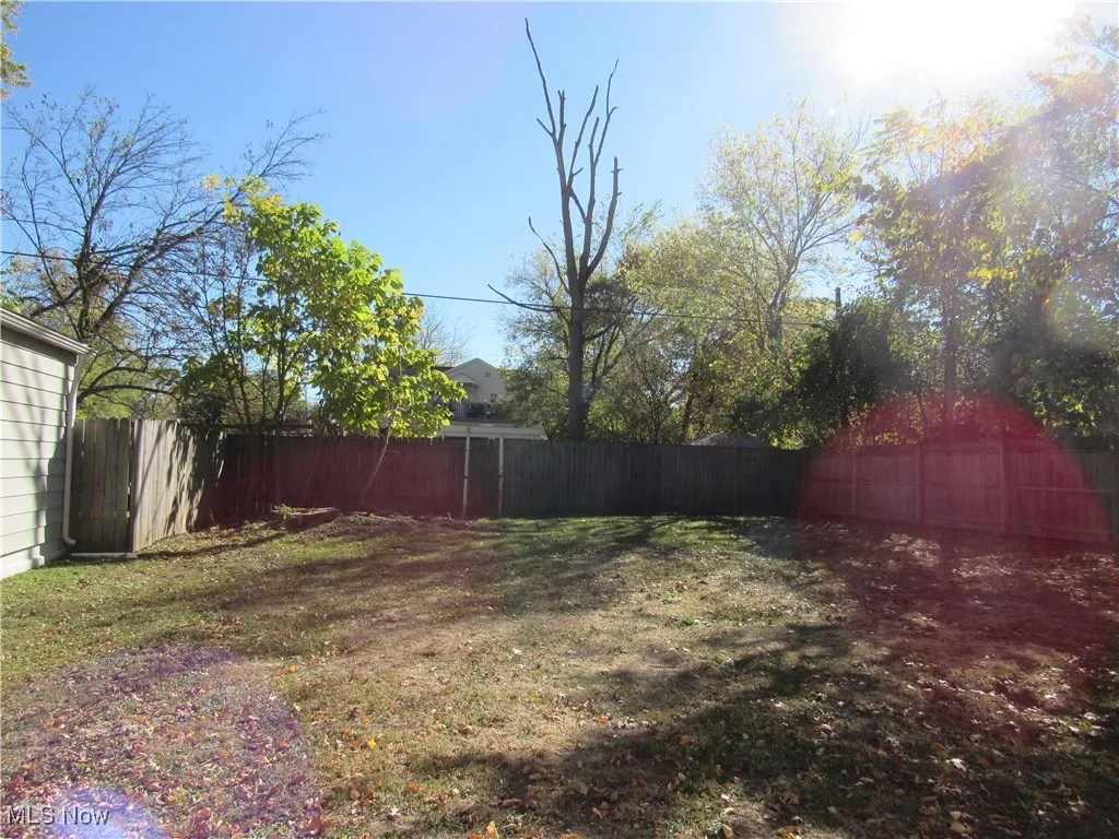 View of fenced backyard