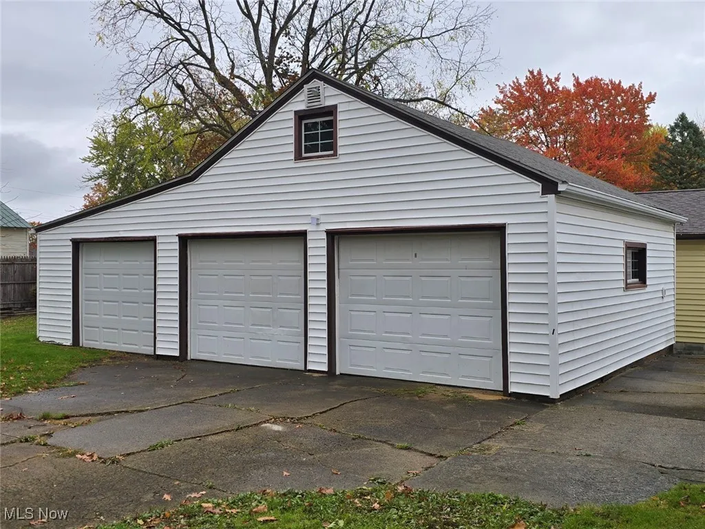 View of detached garage