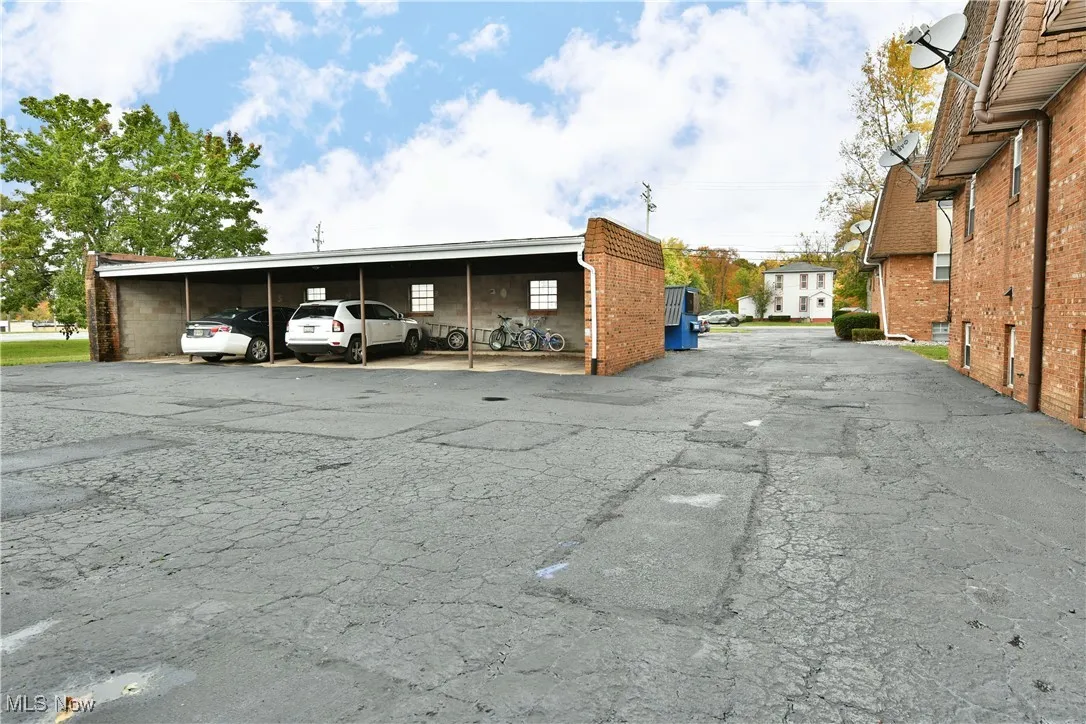 View of covered parking lot