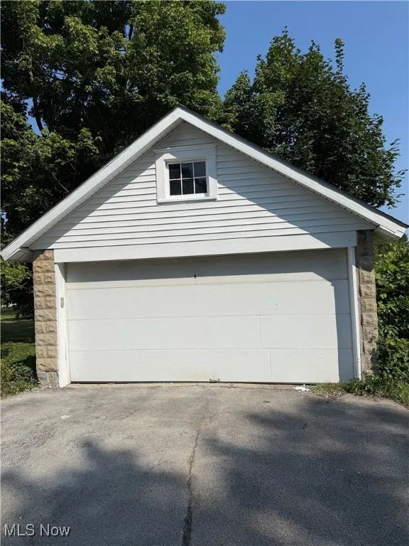View of detached garage