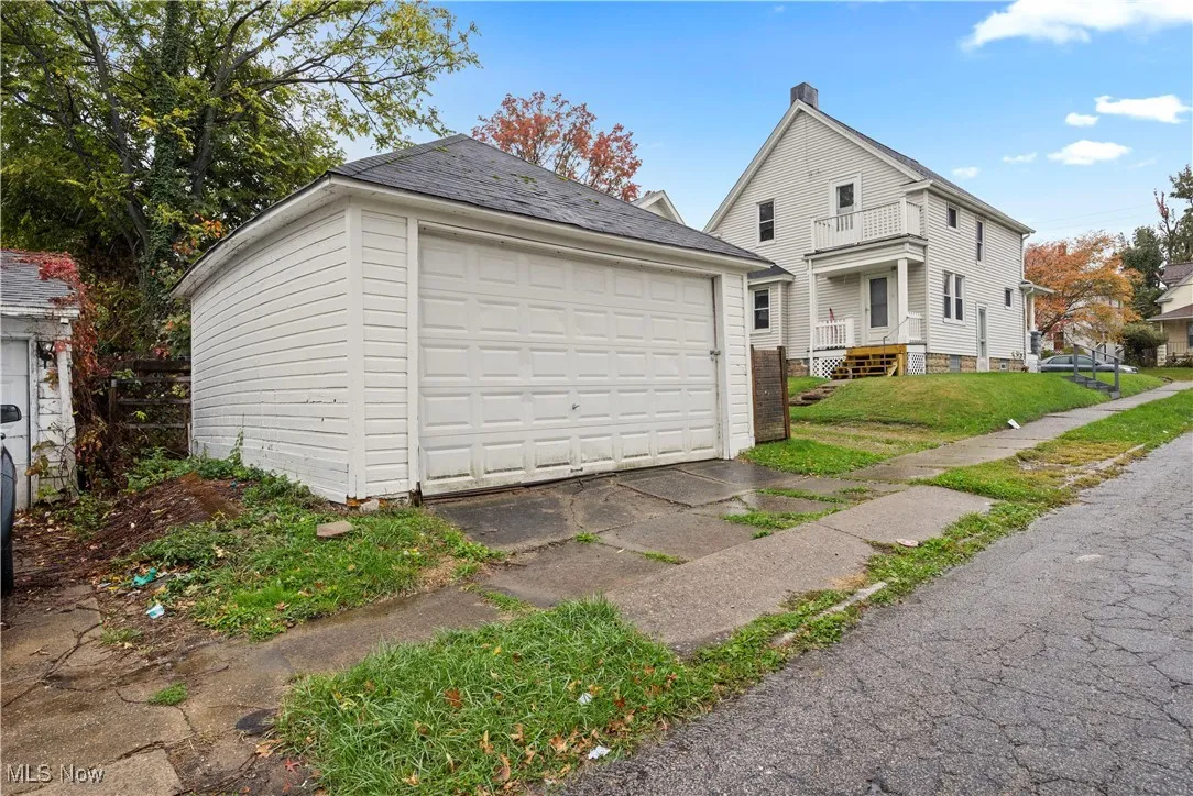 View of detached garage