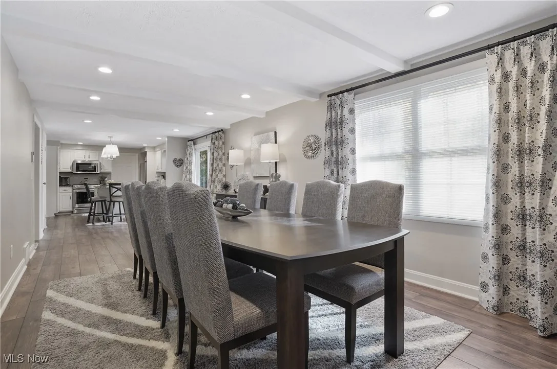 Family room being used as a dining room.