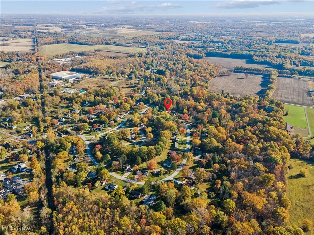 Aerial view showing location of the home with respect to the popular Northcoast Inland trail/bikepath connecting to Oberlin downtown as well as nearby communities such as Elyria and Wakeman.