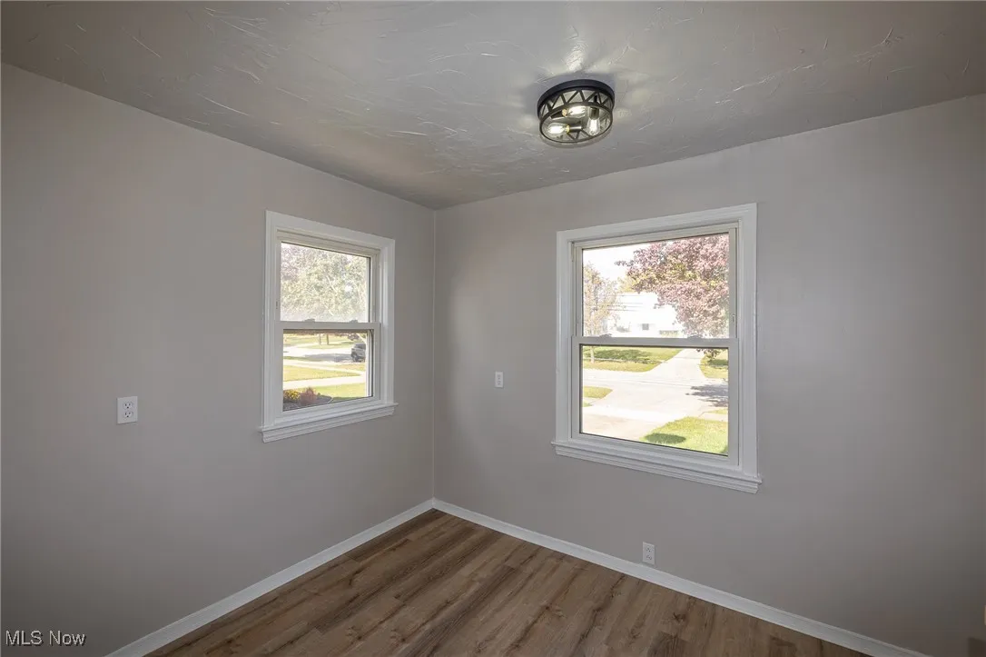 Empty room featuring wood finished floors and healthy amount of natural light