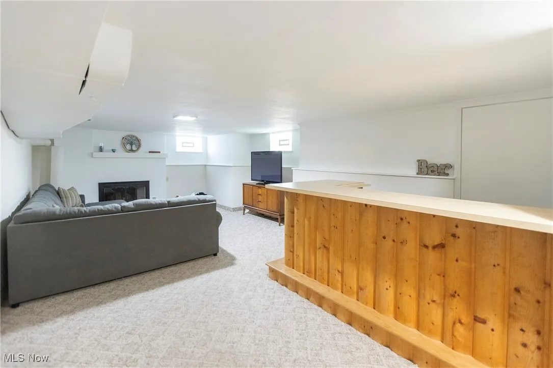 Living area with built in bar