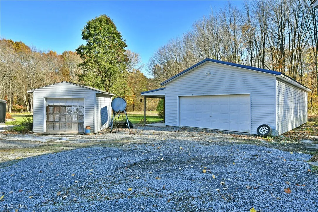 View of detached garage