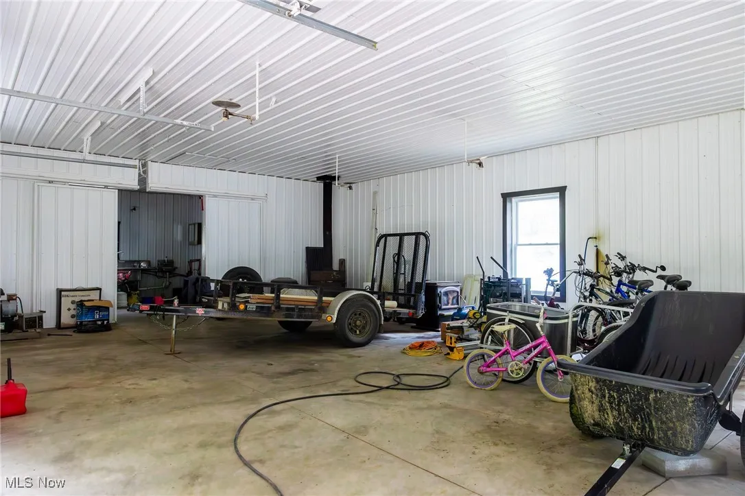 Garage with metal wall