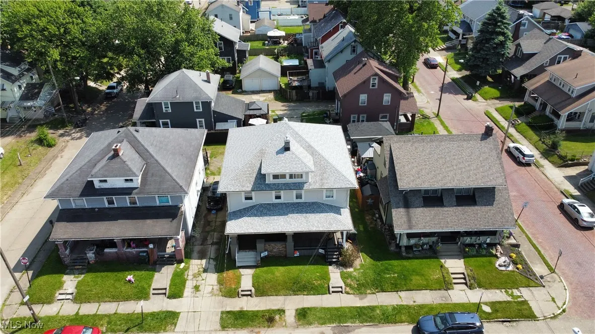 Aerial perspective of suburban area