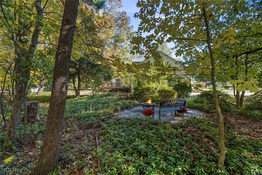 View of yard featuring a fire pit and a patio