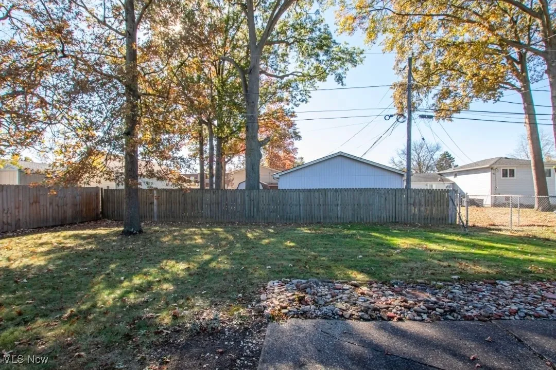 View of fenced backyard