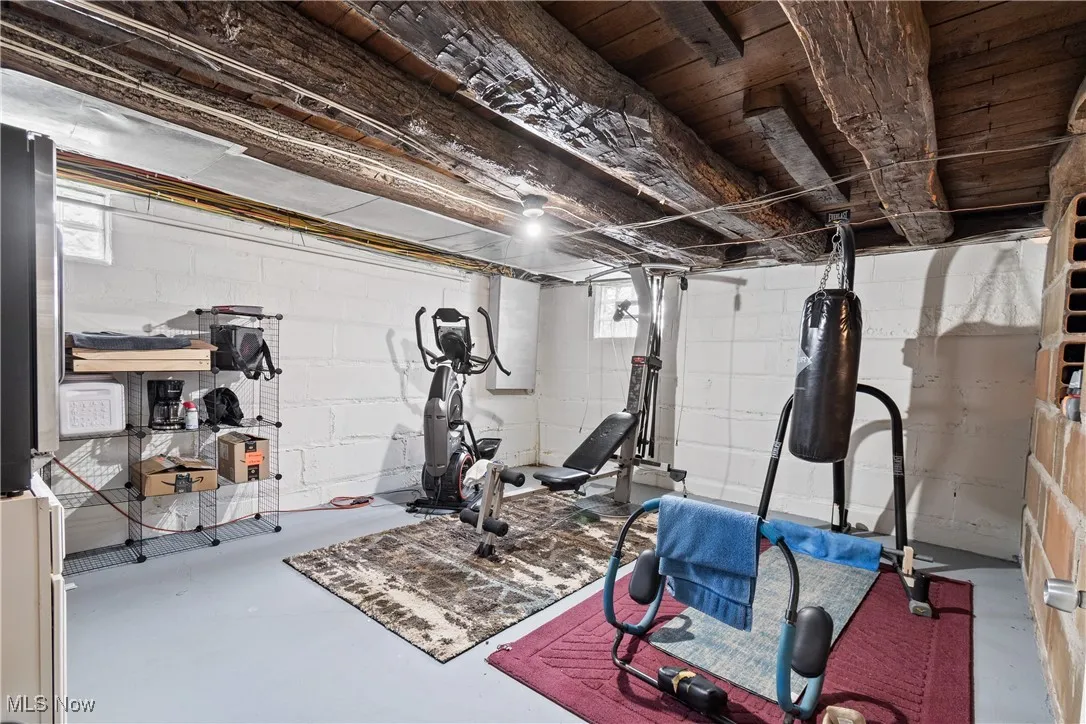Workout room with concrete floors