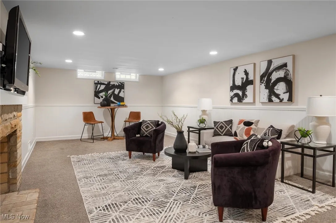 A third multi-purpose space can be found in the finished basement. With carpeting and tons of light, the basement is a great option for an in-law suite, teenager hangout, man cave or more.