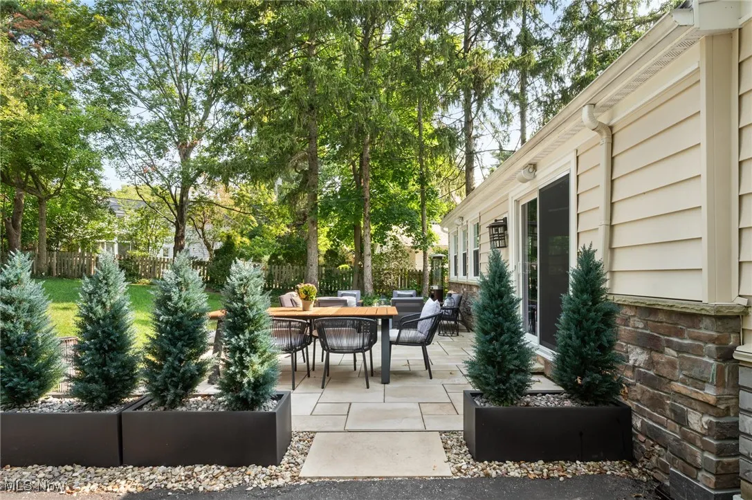 Privacy planters and river rock were added in 2023 to complete the space, which boasts outdoor speakers.