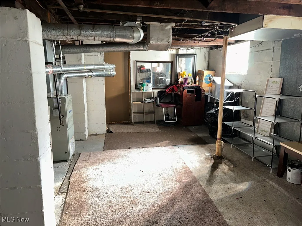 Basement with heating unit