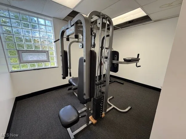 Exercise area with a drop ceiling