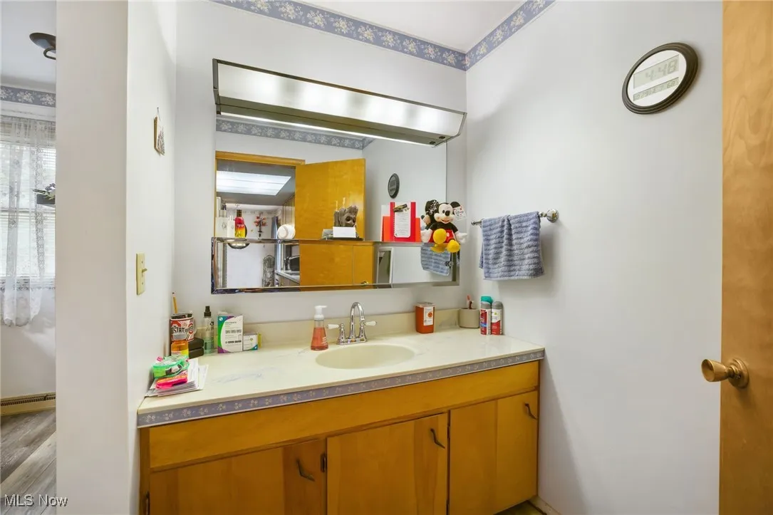 Master bathroom sink and cabinets