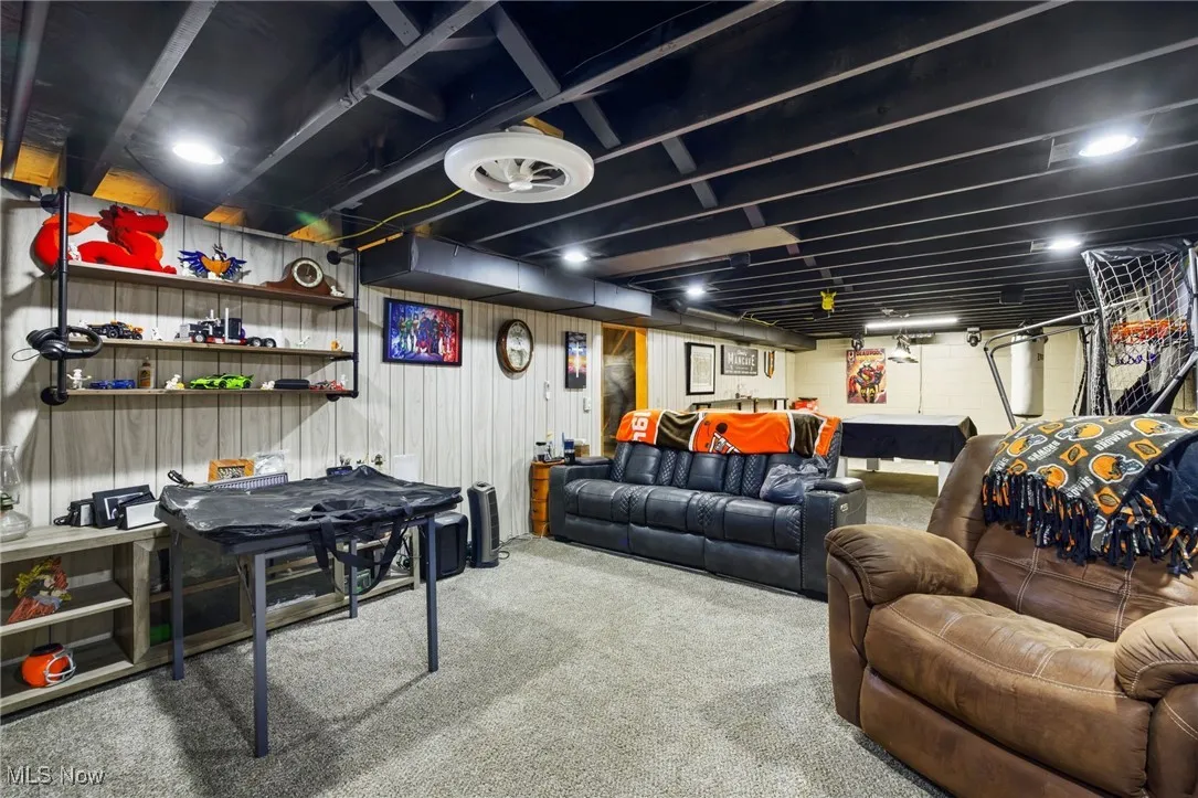 Recreation room featuring carpet